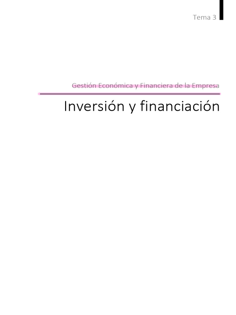 Tema 3 - Inversión y financiación | PDF | Tasa interna de retorno ...
