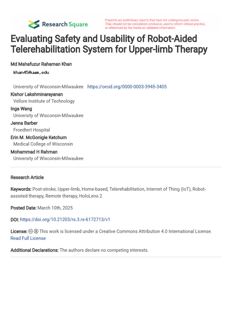 Robot-Aided Telerehabilitation for Stroke | PDF | Physical Therapy ...