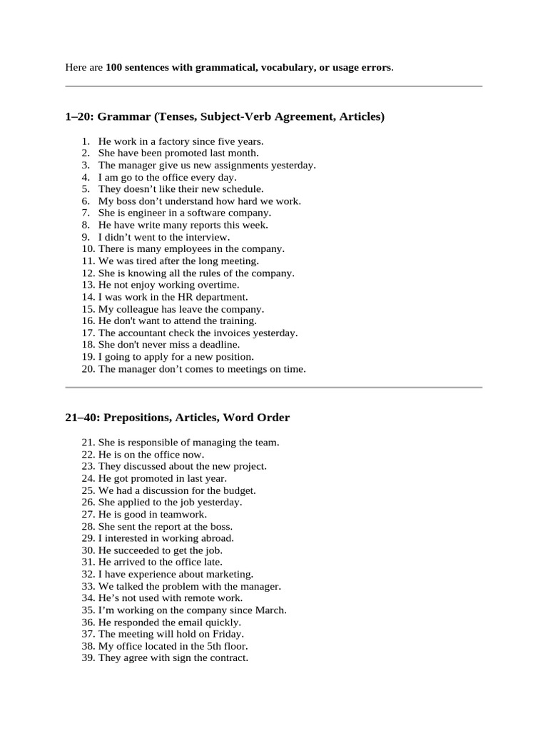 100 Common English Errors Explained | PDF | Linguistics