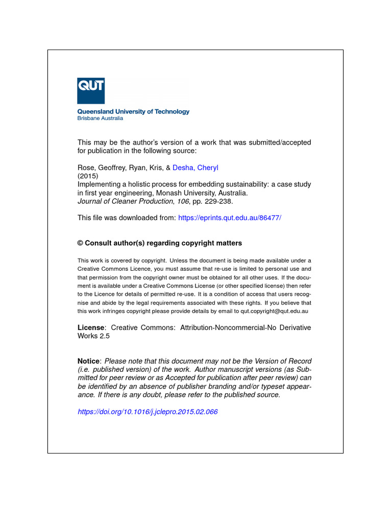 Embedding Sustainability in Engineering Curriculum | PDF | Curriculum ...