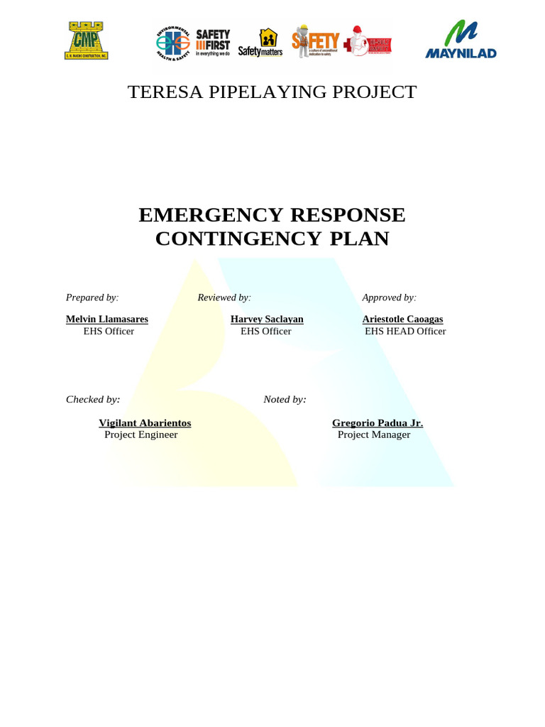 Emergency Response Contingency Plan Teresa 2025 Pdf Fire Safety