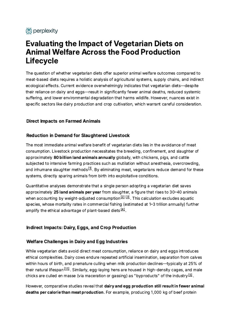 Evaluating The Impact of Vegetarian Diets On Anima | PDF | Agriculture ...