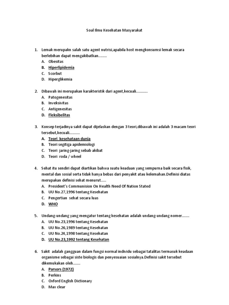 Soal Ilmu Kesehatan Masyarakat Pdf