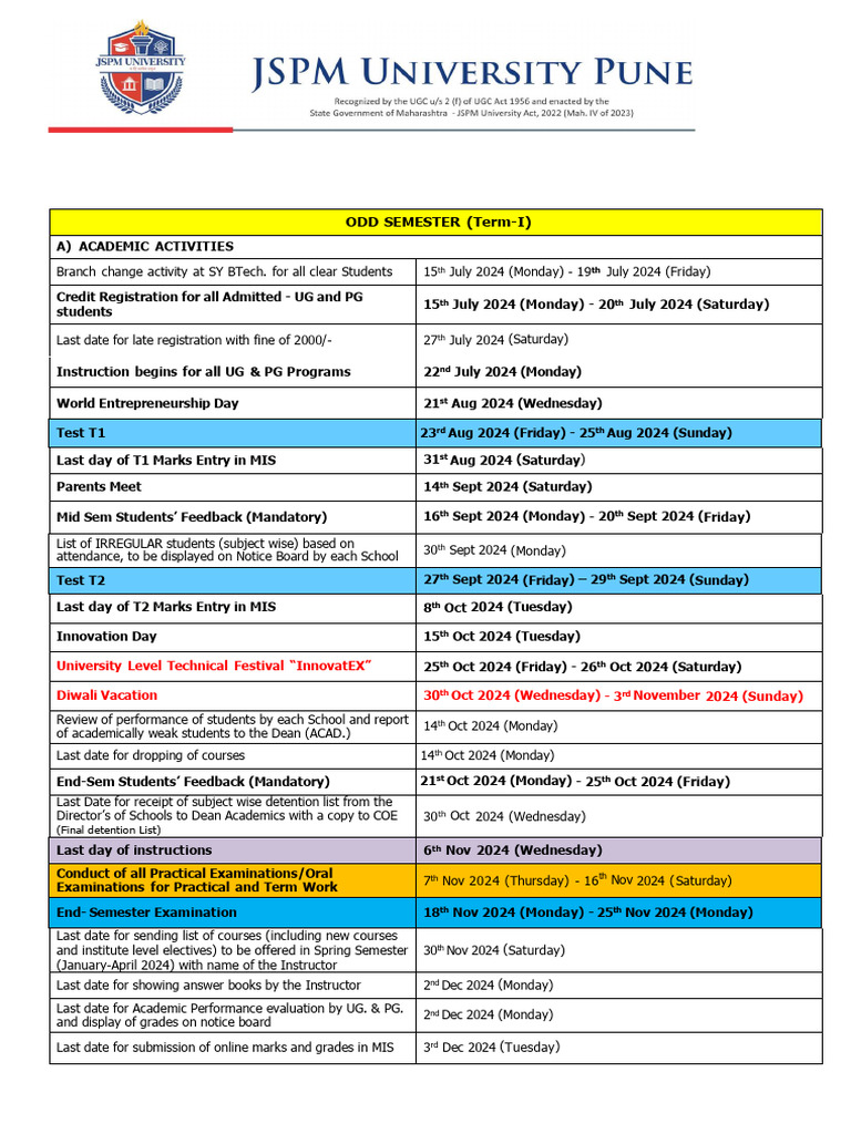 Sy Ty Academic Calender 202425 | PDF | Academic Term | Academia
