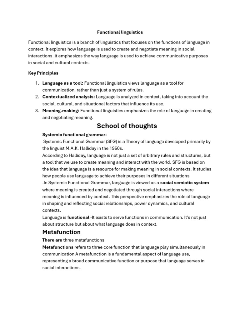 Functional Linguistics | PDF | Semantics | Linguistics