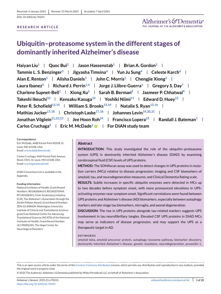 Ubiquitin-Proteasome System in The Different Stages of Dominantly ...