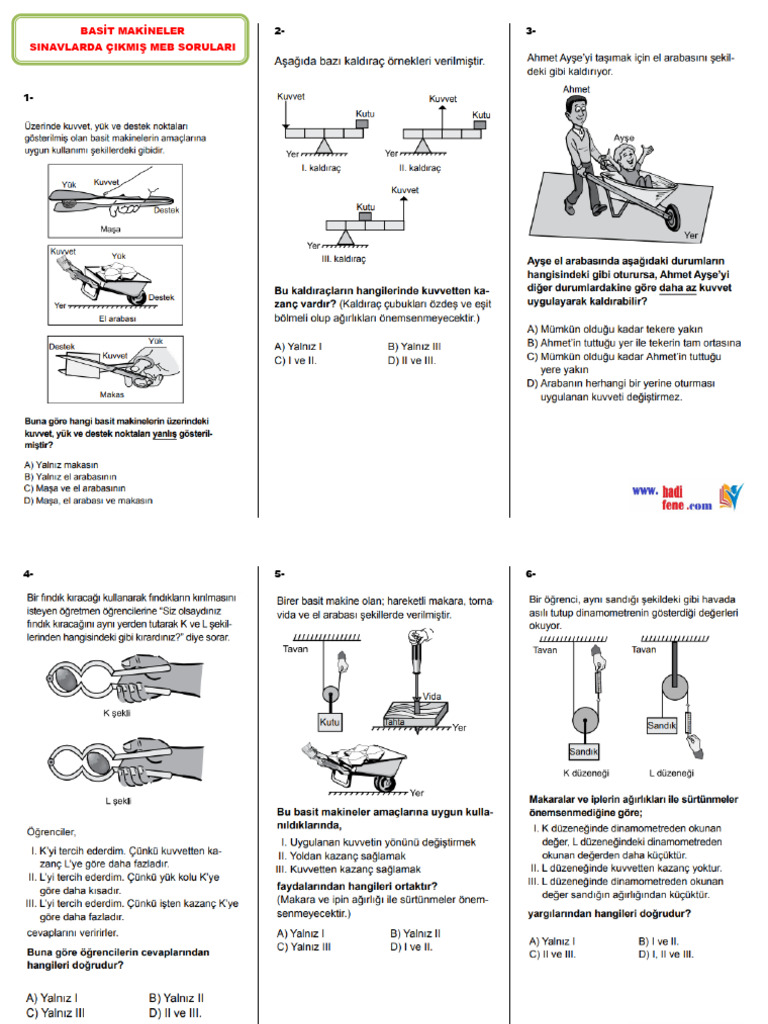 Meb Basit Makineler Cikmis Sorular 97864 | PDF