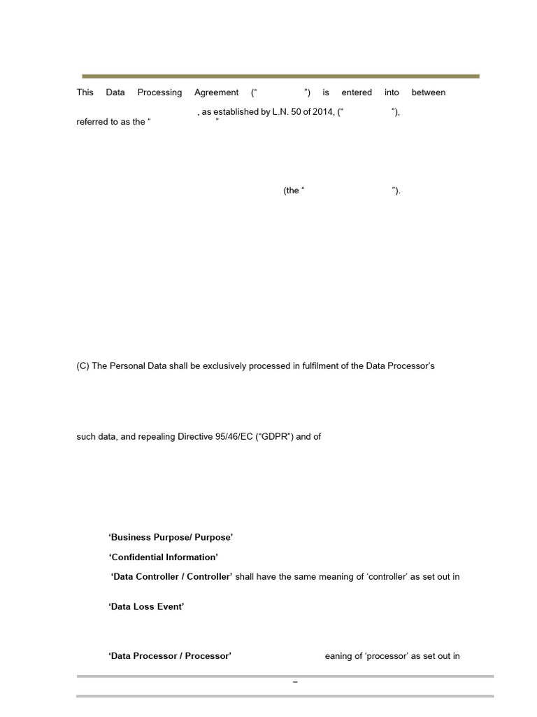Data Processing Agreement Template | PDF | Indemnity | Justice