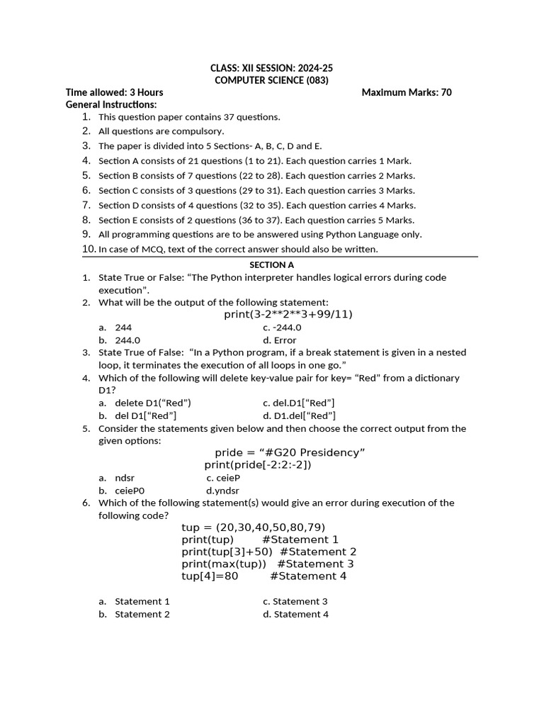 Computer 11 2024-25 Final | PDF | Parameter (Computer Programming ...