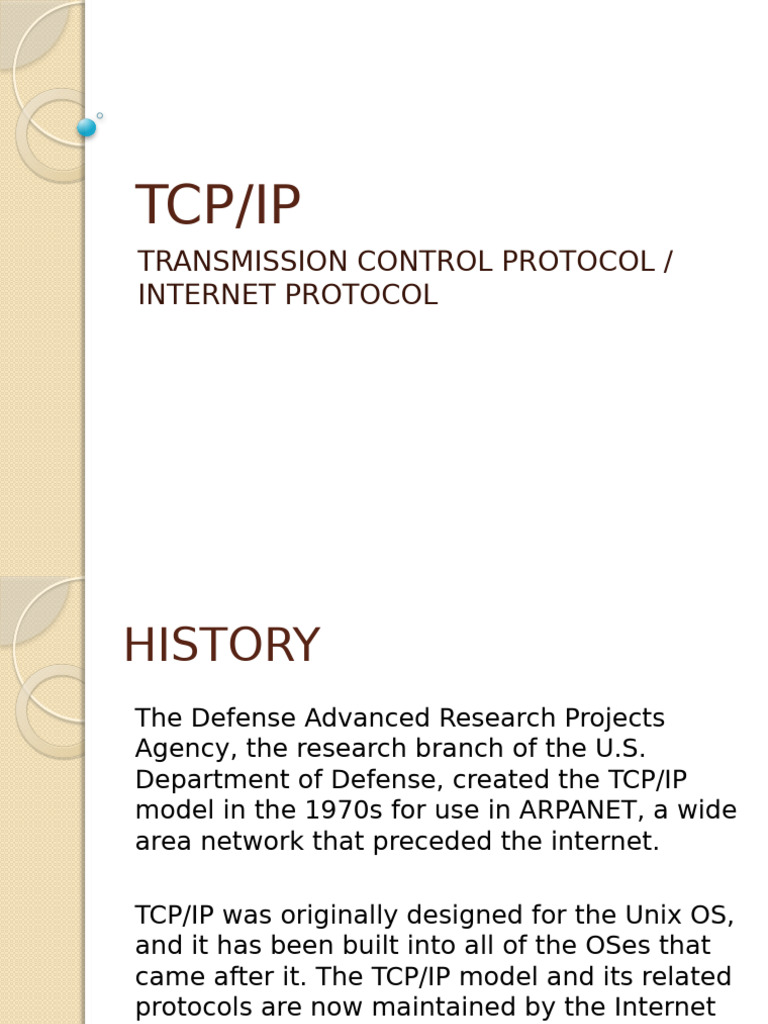 TCP Presentation | PDF | Internet Protocol Suite | Computer Network