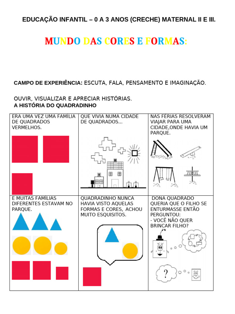 Atividades de Cores e Formas na Educação Infantil | PDF | Cor | Vermelho