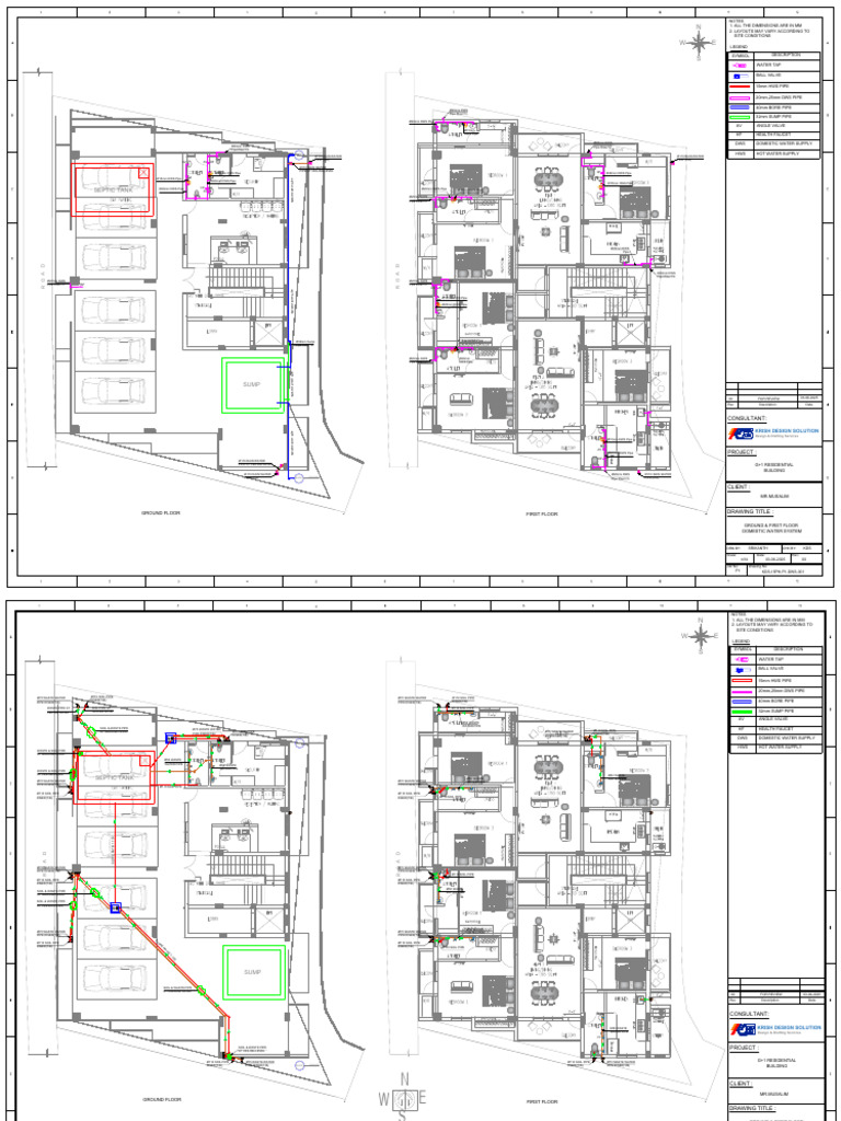 Plumbing Layout for G+1 Building | PDF | Tap (Valve) | Building Engineering