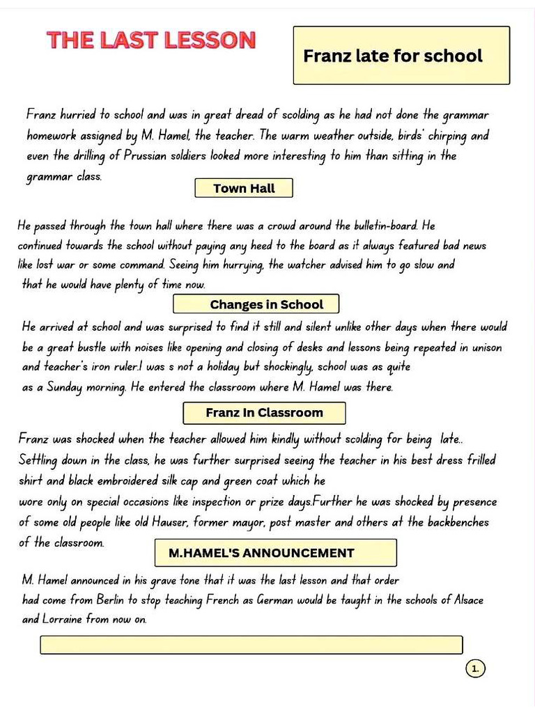 Lesson 1 - The Last Lesson | PDF