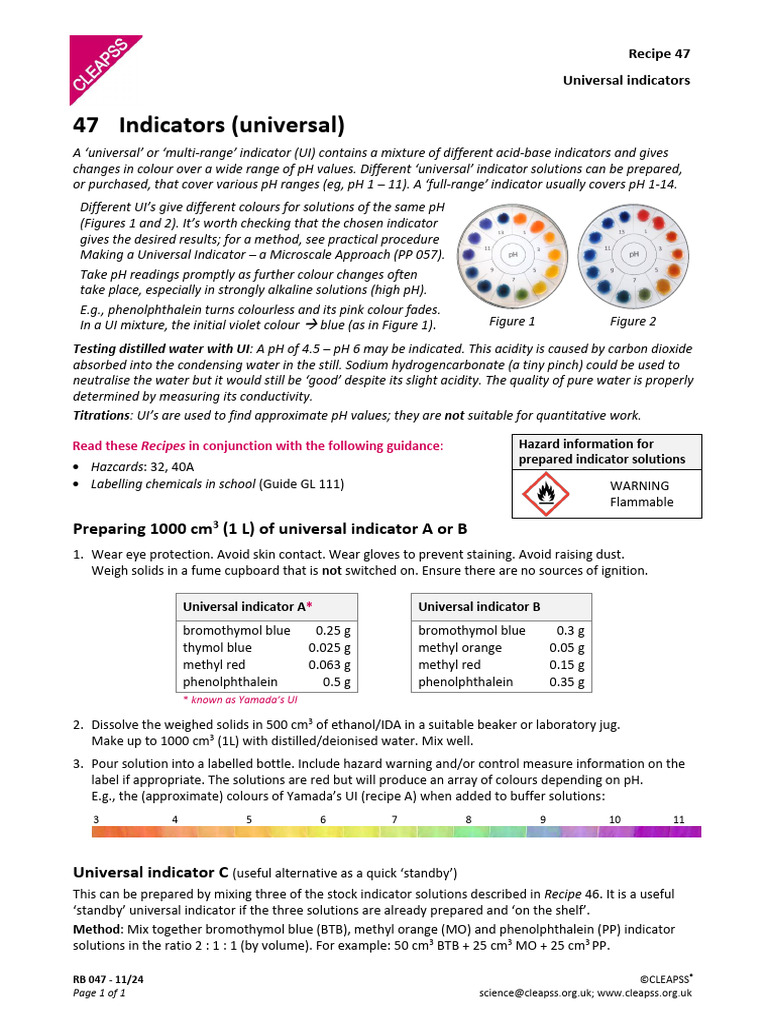 Universal Indicator Preparation Guide | PDF | Ph | Chemistry