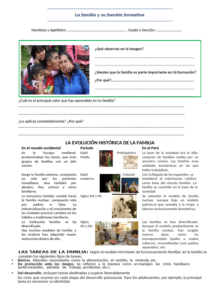 La familia y su rol educativo | PDF | Familia | Psicología Social