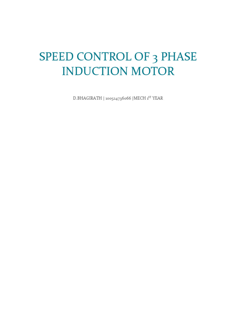 Speed Control Methods for 3-Phase Motors | PDF | Electrical Equipment ...