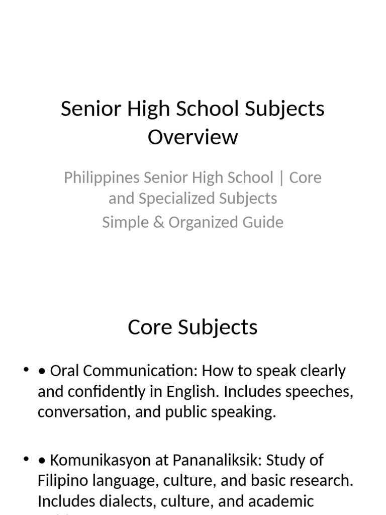 Senior High School Subjects Guide Philippines | PDF