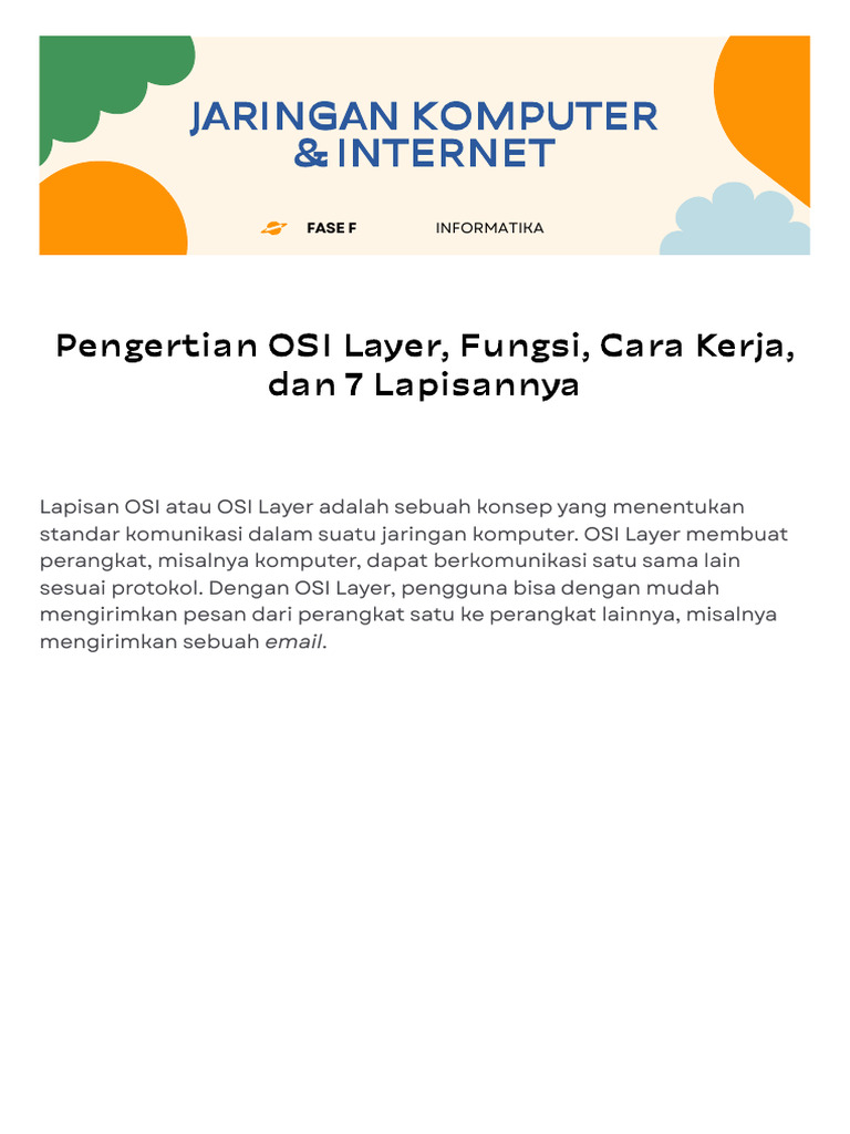 Pengertian dan Fungsi OSI Layer | PDF