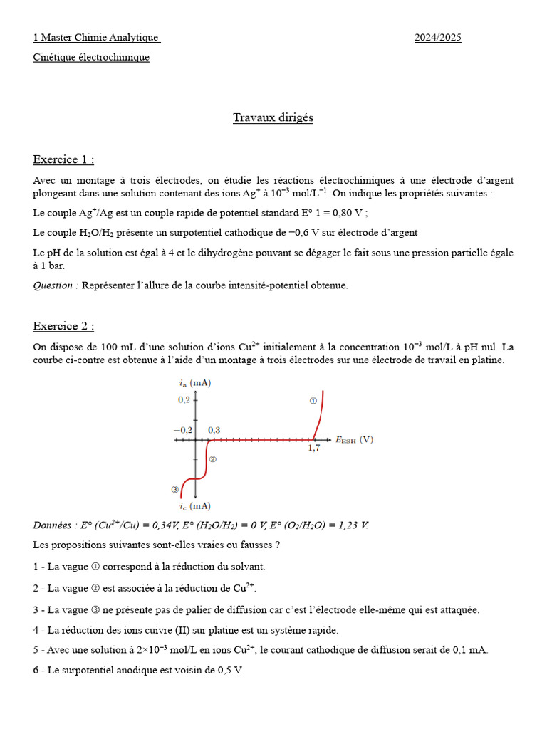 Cinétique électrochimique en chimie analytique | PDF | Ph | Ion