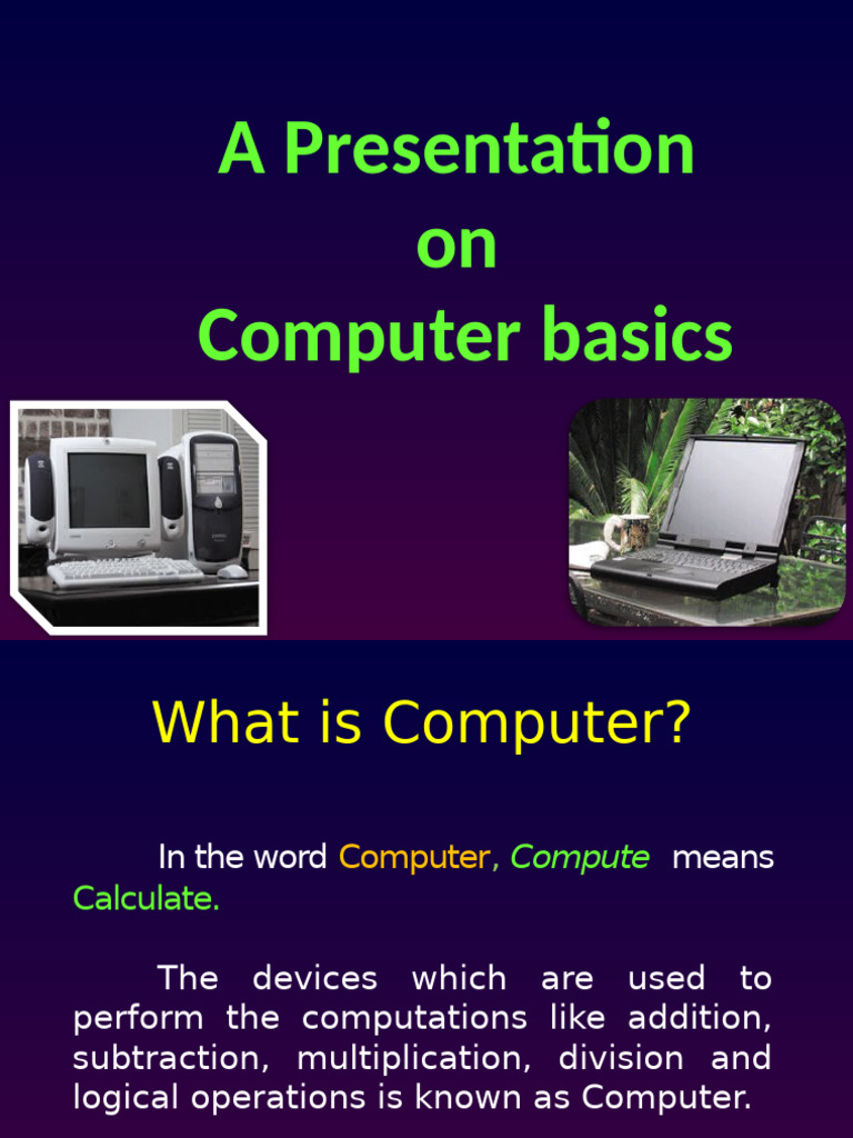 Computer Basics and Components Overview | PDF | Computer Data Storage ...