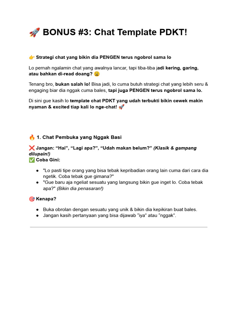 Strategi Chat PDKT yang Efektif | PDF