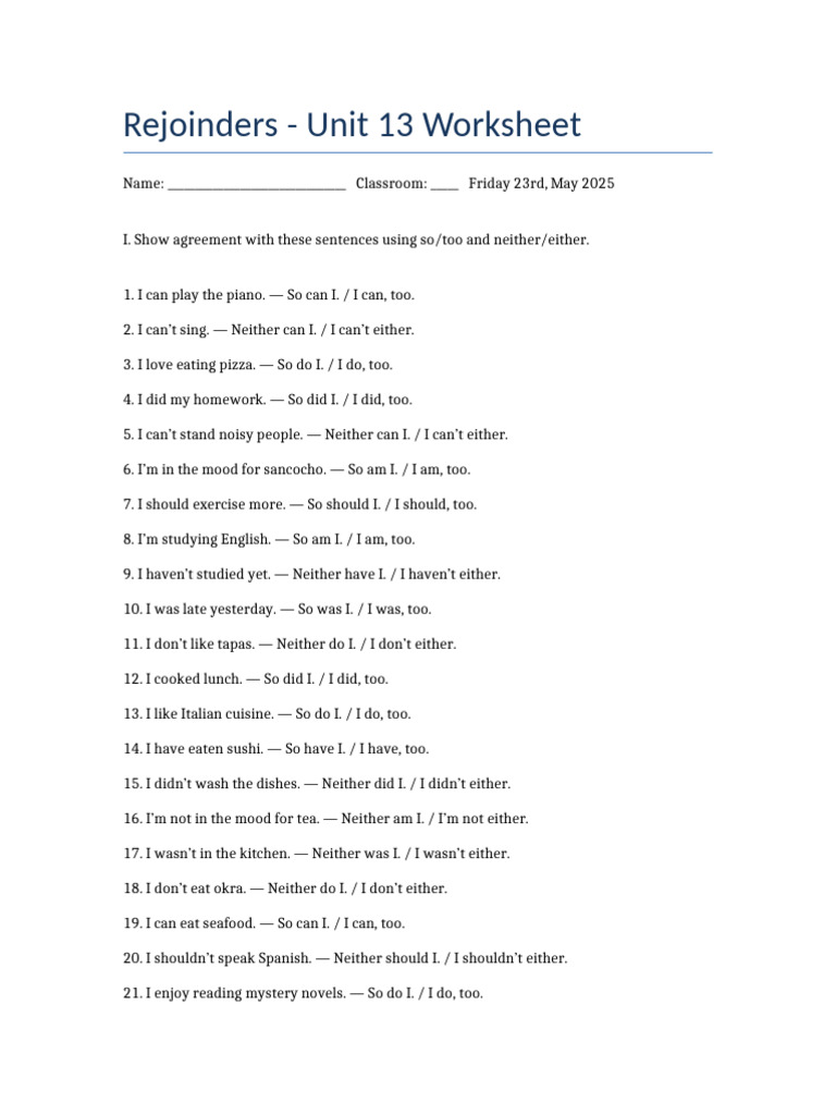 Rejoinders Unit 13 Answers | PDF | Eating Behaviors Of Humans | Asian ...