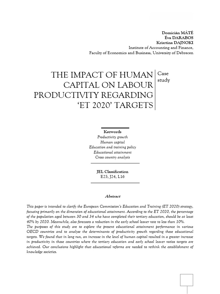 Human Capital's Role in Productivity Growth | PDF | Human Capital ...