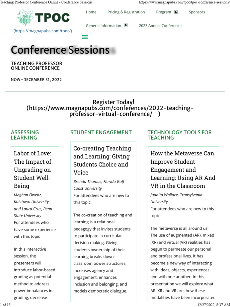 Teaching Professor Conference Online - Conference Sessions | PDF ...