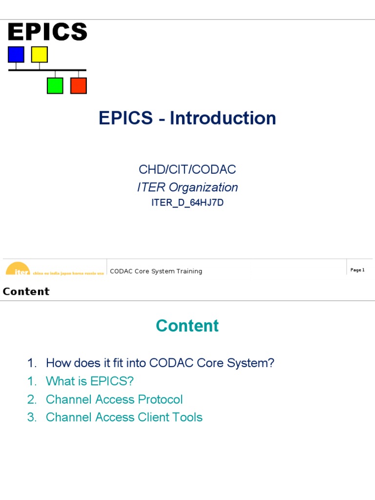 EPICS Overview for CODAC Training | PDF | Interface (Computing) | Databases