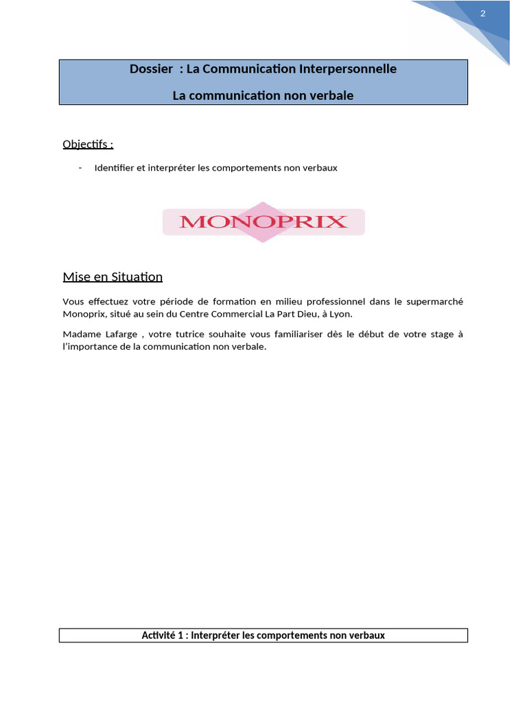 Importance de la Communication Non Verbale | PDF | Communication non ...