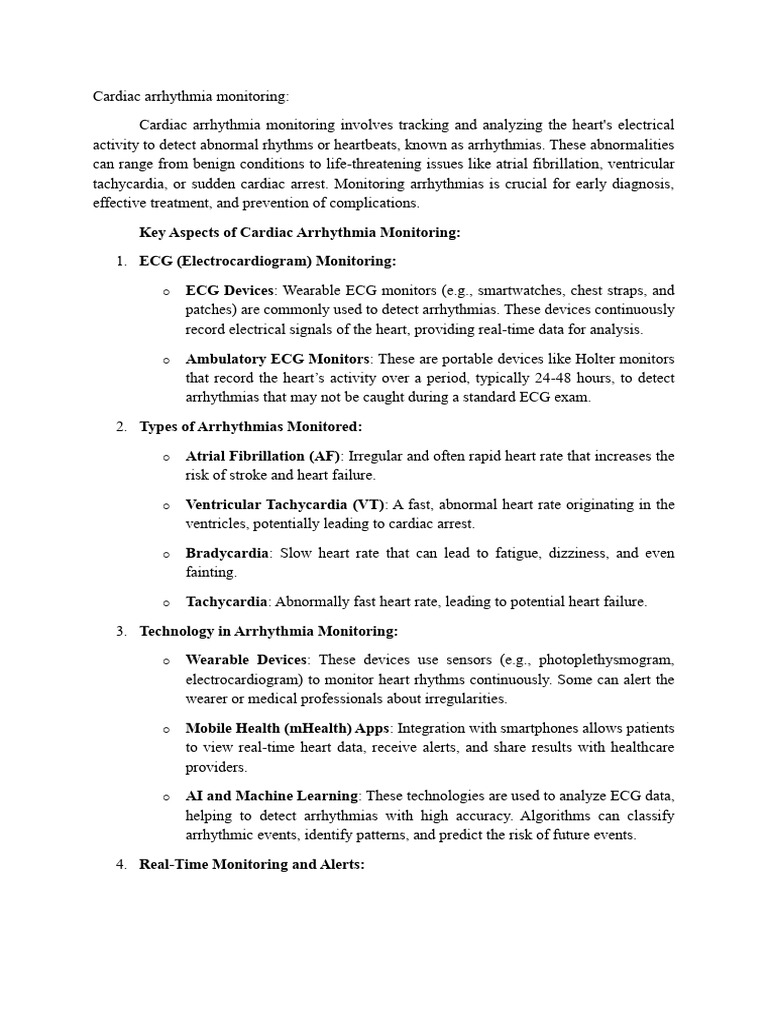 Cardiac Arrhythmia Monitoring Techniques | PDF | Heart ...