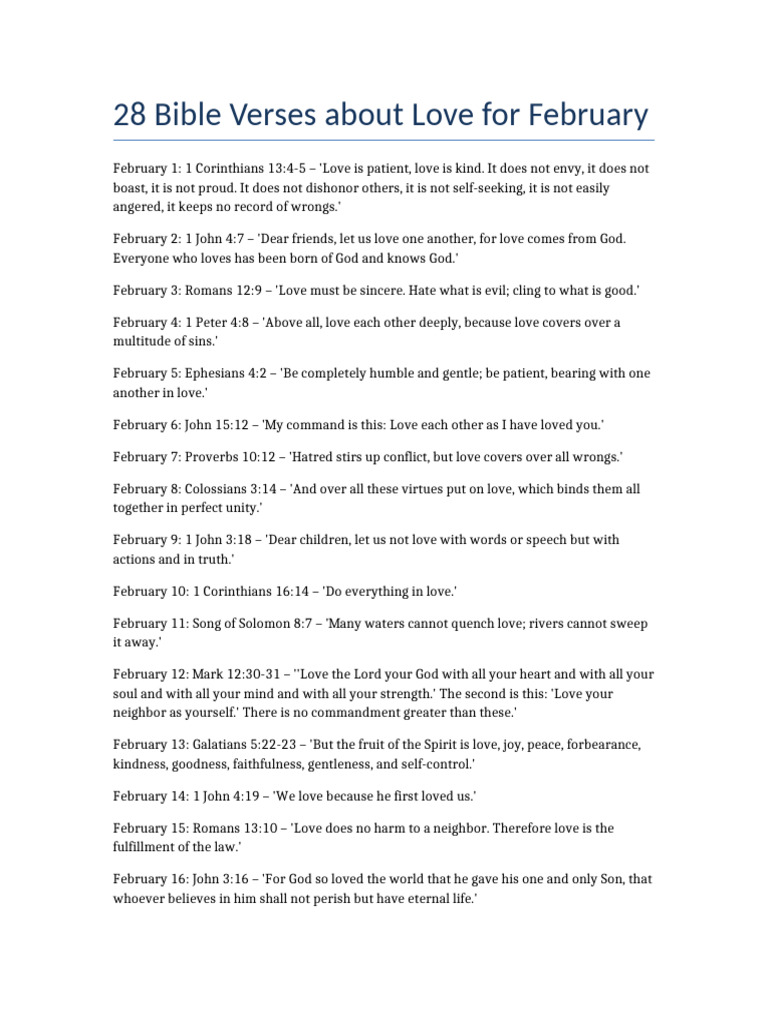 February Love Bible Verses | PDF | Fruit Of The Holy Spirit | Religious ...