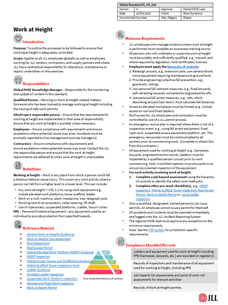 Global Work at Height Safety Standards | PDF | Scaffolding | Safety