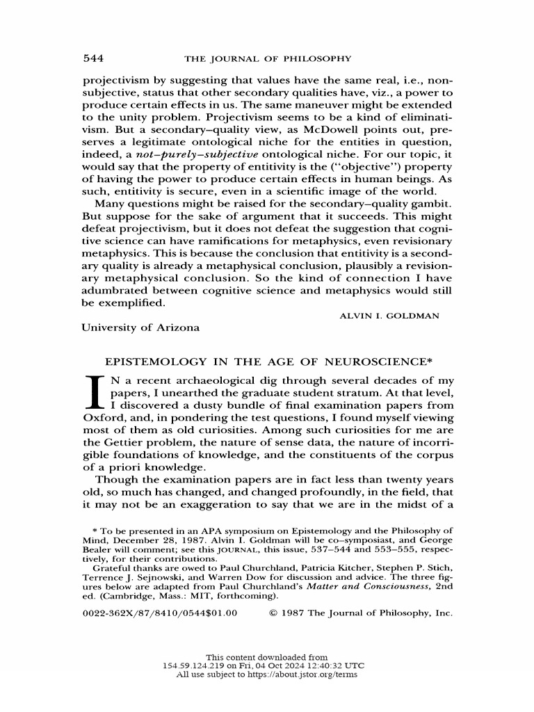 Epistemology and Neuroscience Insights | PDF | Cognitive Science ...