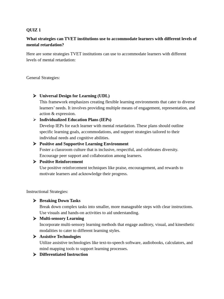 Strategies for Inclusive TVET Education | PDF | Learning | Behavior ...