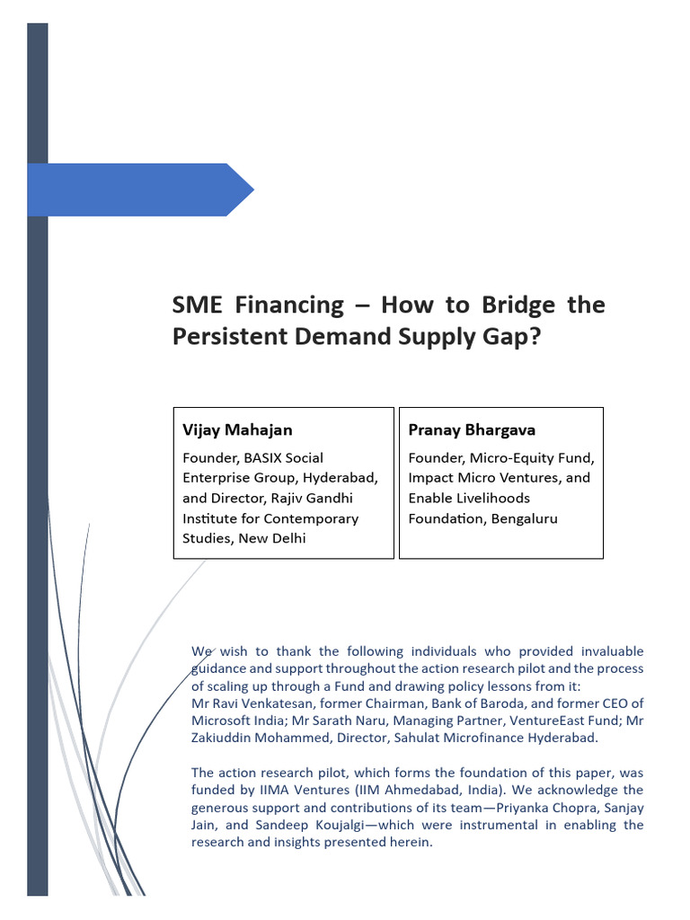 Bridging the SME Financing Gap in India | PDF | Microfinance | Loans