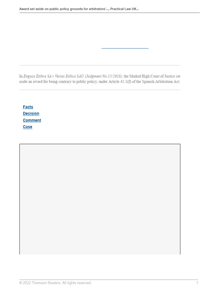Award Set Aside On Public Policy Grounds For Arbitrators Failure To ...