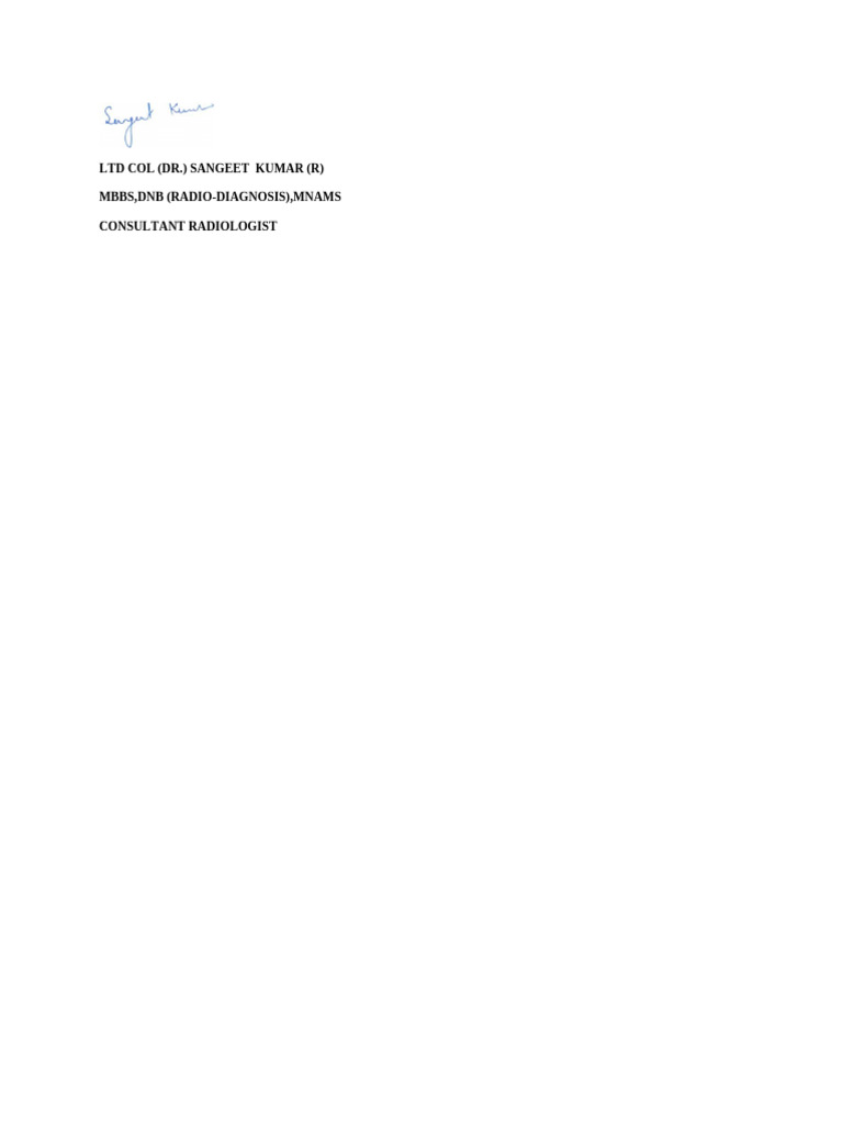 DR - Sangeet Kumar Radiologist Signature | PDF