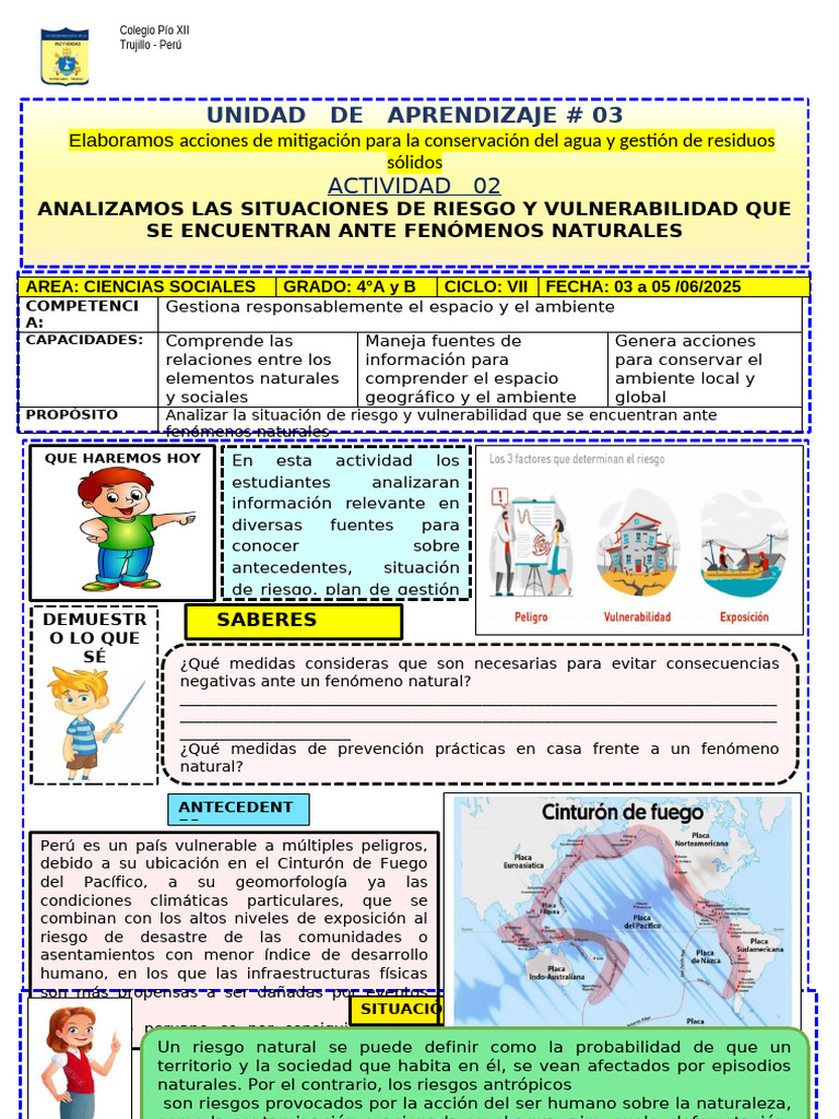 Actividad 2 CCSS 4 Unidad 3 | PDF | Riesgo | Inundar
