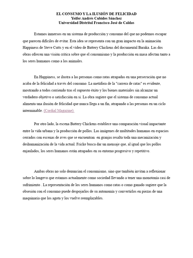 Consumismo y la Búsqueda de Felicidad | PDF | Felicidad
