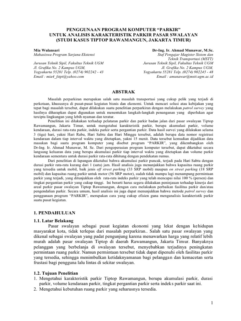002 Penggunaan Program Komputer Parkir | PDF