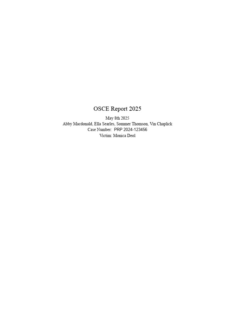 Osce Report 2025 - Abby Macdonald | PDF | Fingerprint | Crime Scene