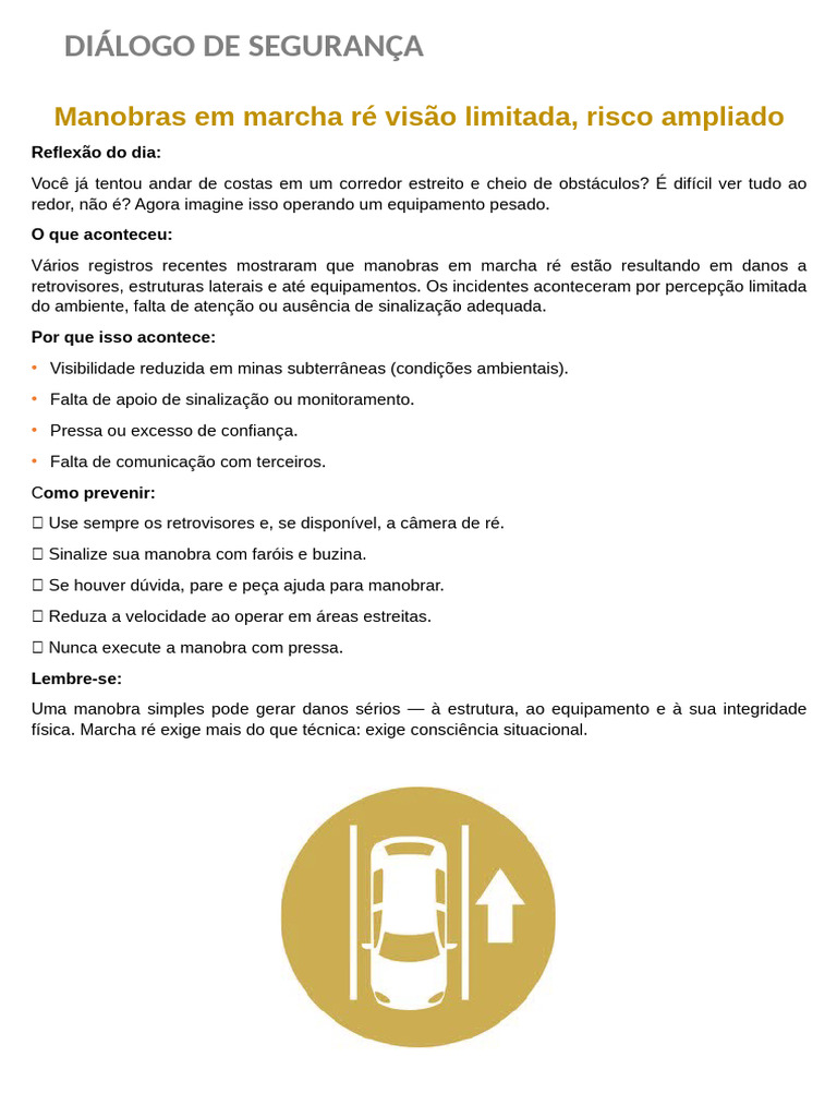 DDS - Manobras em Marcha Ré Visão Limitada, Risco Ampliado | PDF
