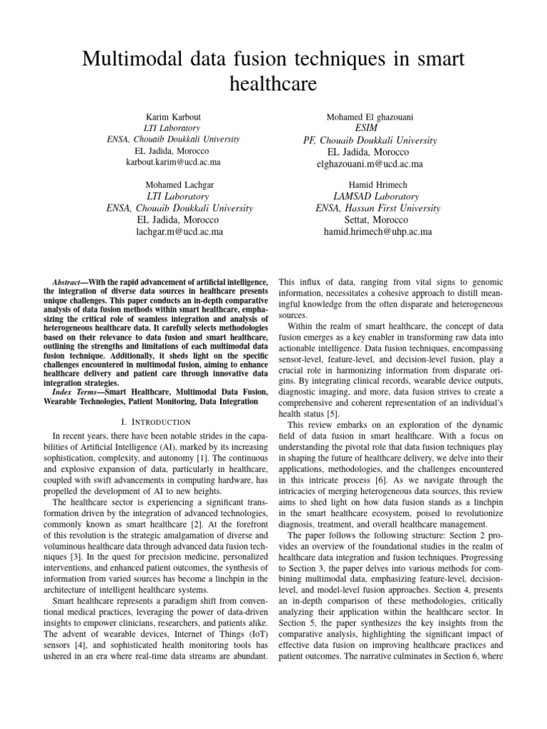 Multimodal Data Fusion in Smart Healthcare | PDF | Deep Learning ...