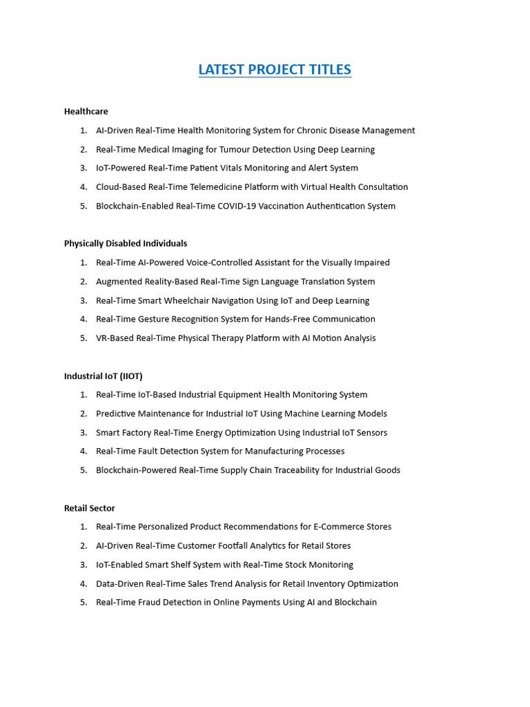 Trending Real-Time Project Titles 2025 | PDF | Analytics | Internet Of ...