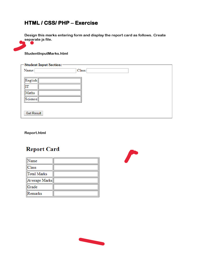 Student Report Excercise - PHP | PDF