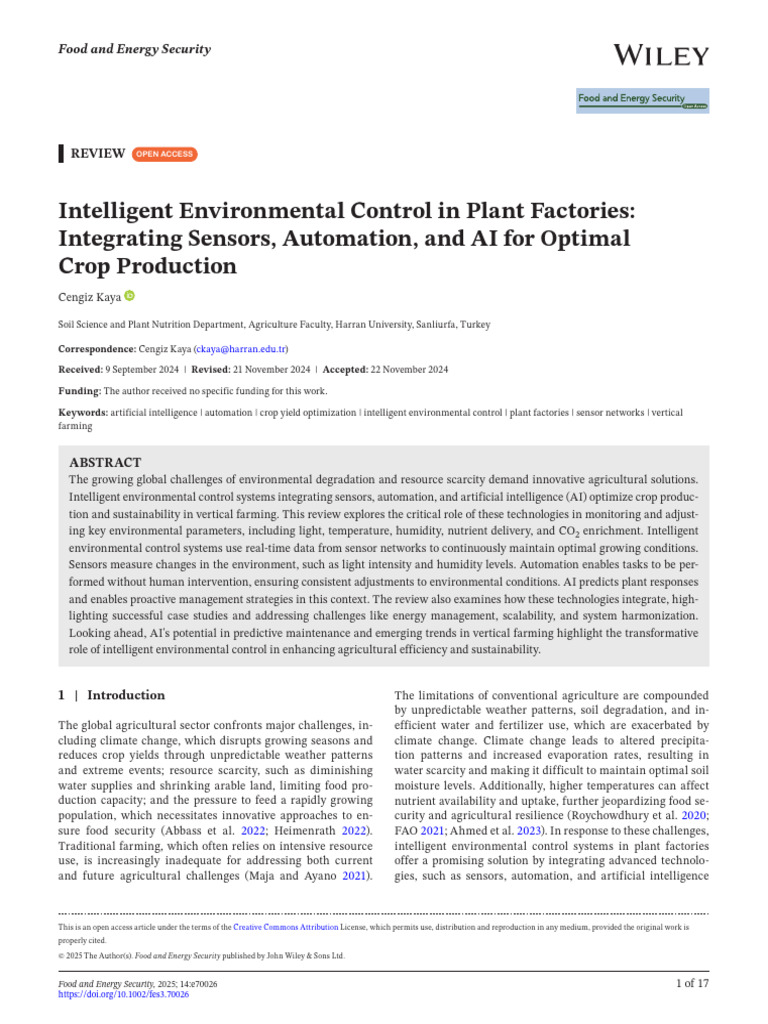 Intelligent Control for Sustainable Farming | PDF | Agriculture ...