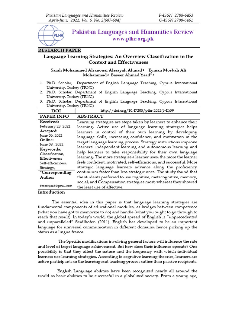 Overview of Language Learning Strategies | PDF | Metacognition | Learning