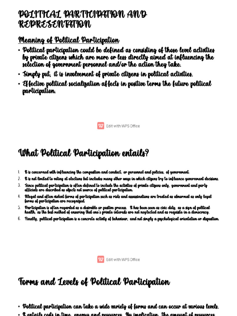 Understanding Political Participation & Representation | PDF | Voting ...