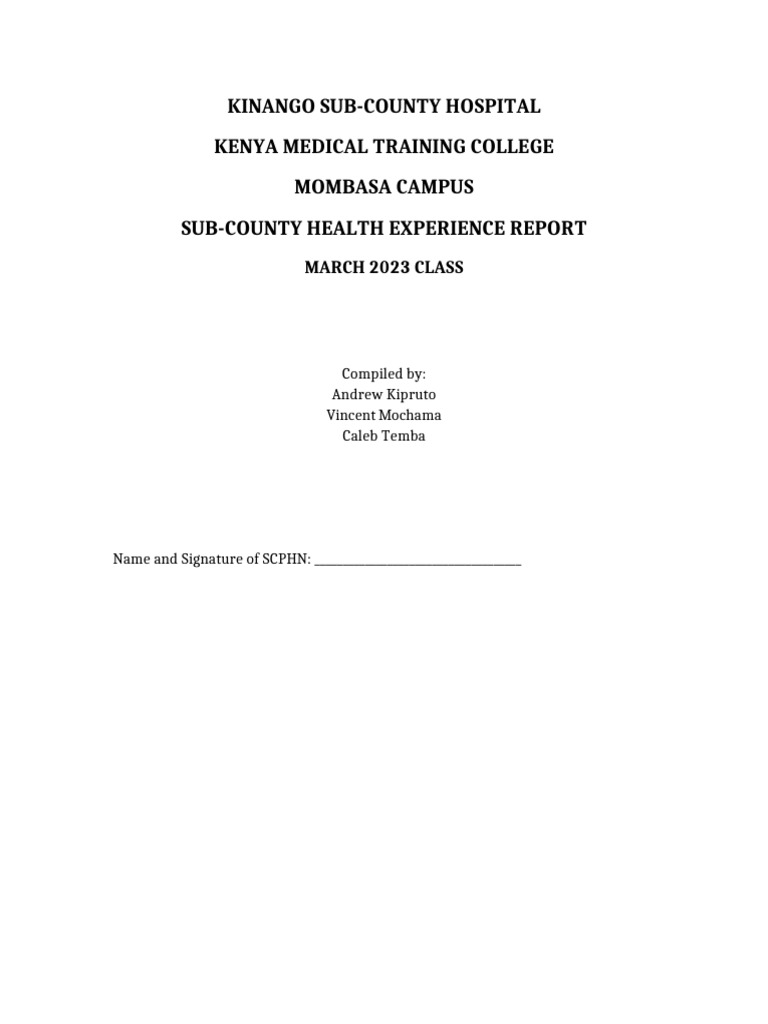 Kinango Sub-County Health Report 2023 | PDF